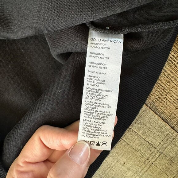 Good American Black Sherpa Fleece Sweatshirt & Joggers Set Size 1 - Picture 9 of 12